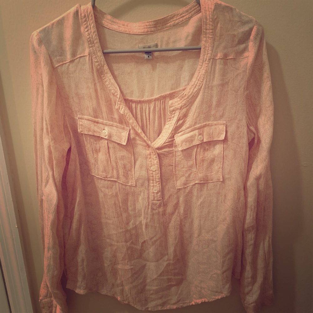 Pink and White Patterned Long Sleeve Shirt